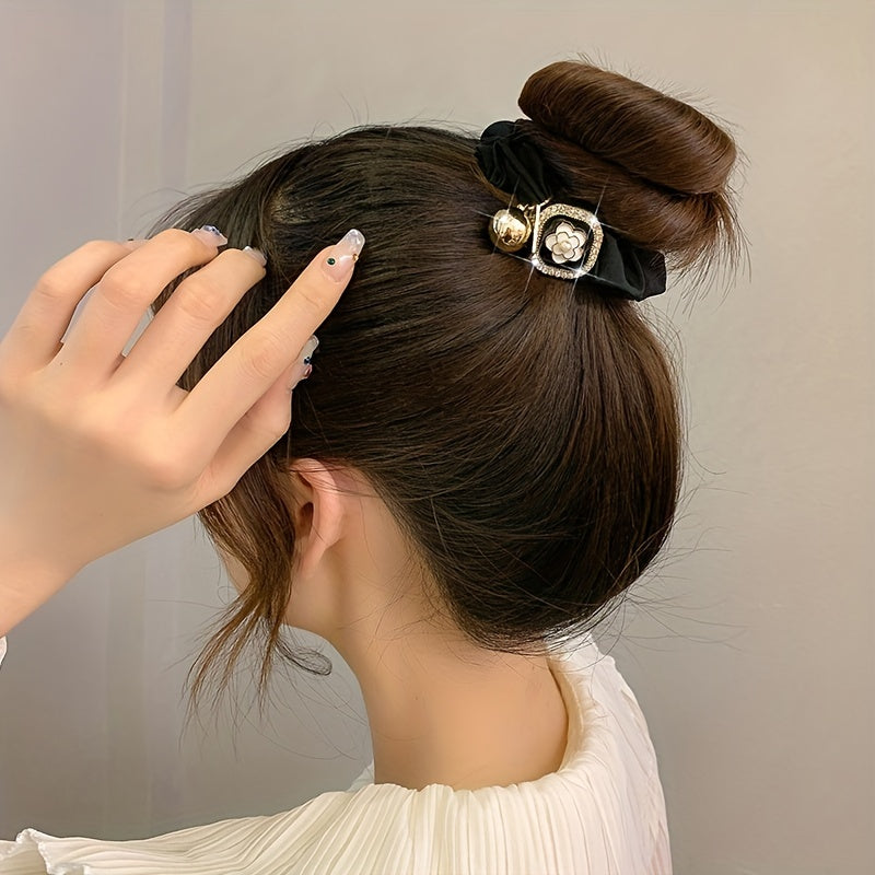 Camellia Blossom Hair Tie with Pendant Hair Rope Ponytail Rubber Band