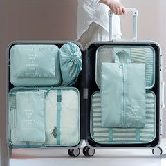 7Pcs Travel Storage Bag Set Mesh Clothing Sorting Bundle Pocket & Underwear Shoe