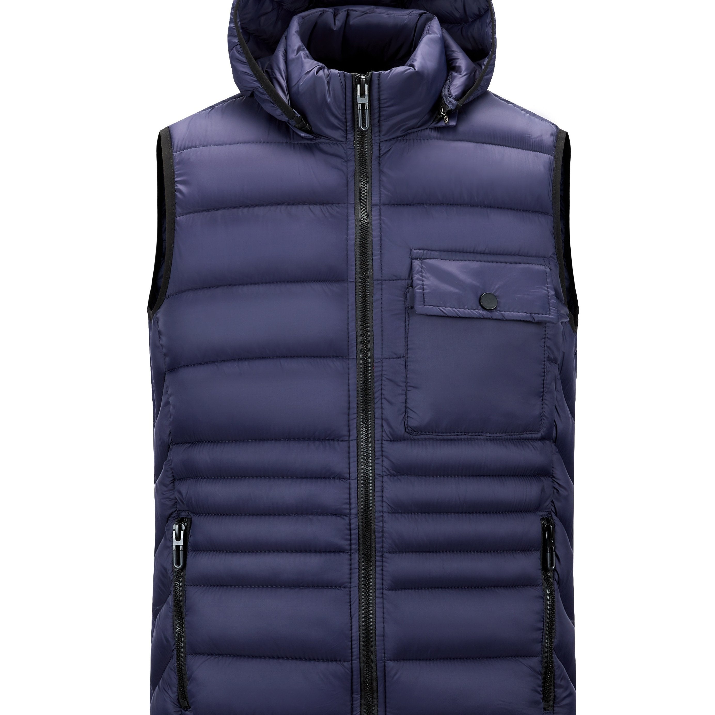 Hooded Vest Men's Zip Up Casual Winter Vest