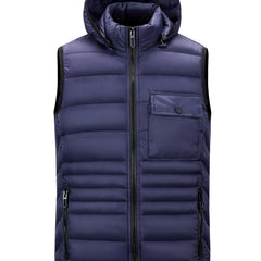 Hooded Vest Men's Zip Up Casual Winter Vest