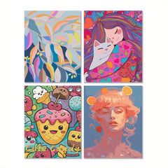 Set of 4 Abstract Anime Characters DIY Acrylic Painting Set