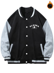 Men's Muppet Bear Print Baseball Collar Jacket