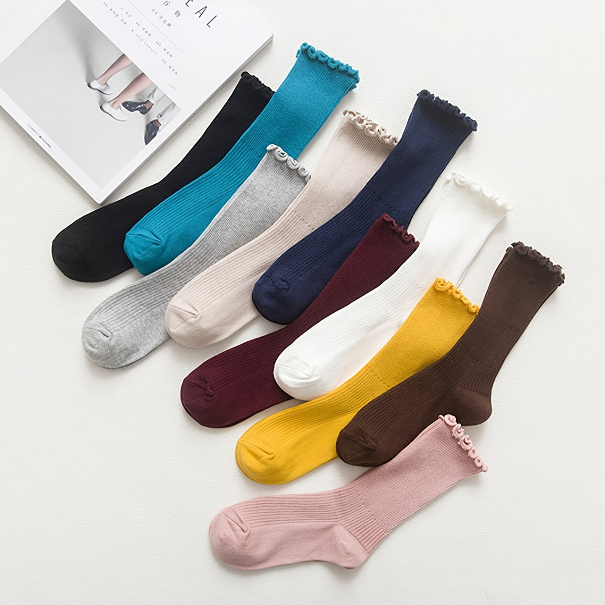 Frilled Mid Tube Socks Women's Stockings & Hosiery