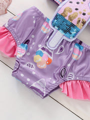 Ice Cream Halter One Piece Swimsuit for Little Girls