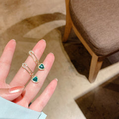 925 Silver Needle Zircon Green Crystal Earrings