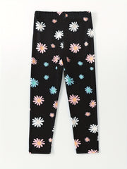 Girls Tiny Daisy Print Stretchy Leggings Ankle Length