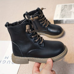 Boys' Casual Plus Fleece Ankle Boots With Zipper