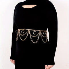  Layered Waist Chain Metal Tassel Dress Girdle for Women
