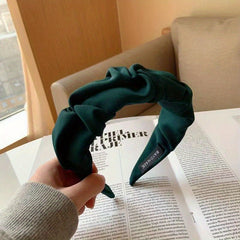 Ruffled Headbands For Women Solid Fabric Wide Hairbands