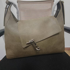 Fashionable Leather Tote Bag with Buckle Closure