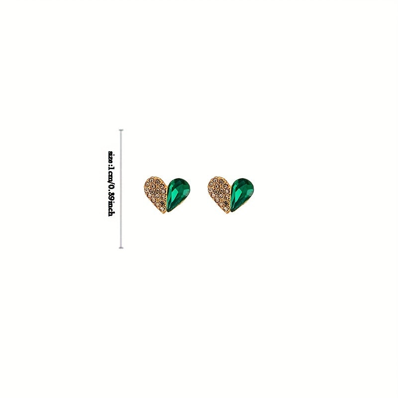 Green Pink Heart Diamond Earrings Halloween Gift