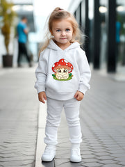 OERYUI Mushroom Print Hooded Pullover Pants Set for Kids