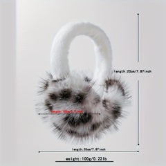 Women's Plush Ear Warmers Brown Fur Texture Foldable Stretchable Ear Muffs