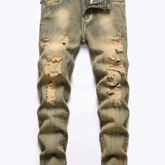 Boys Ripped Jeans Slim Fit Washed Denim Pants Kids Clothing