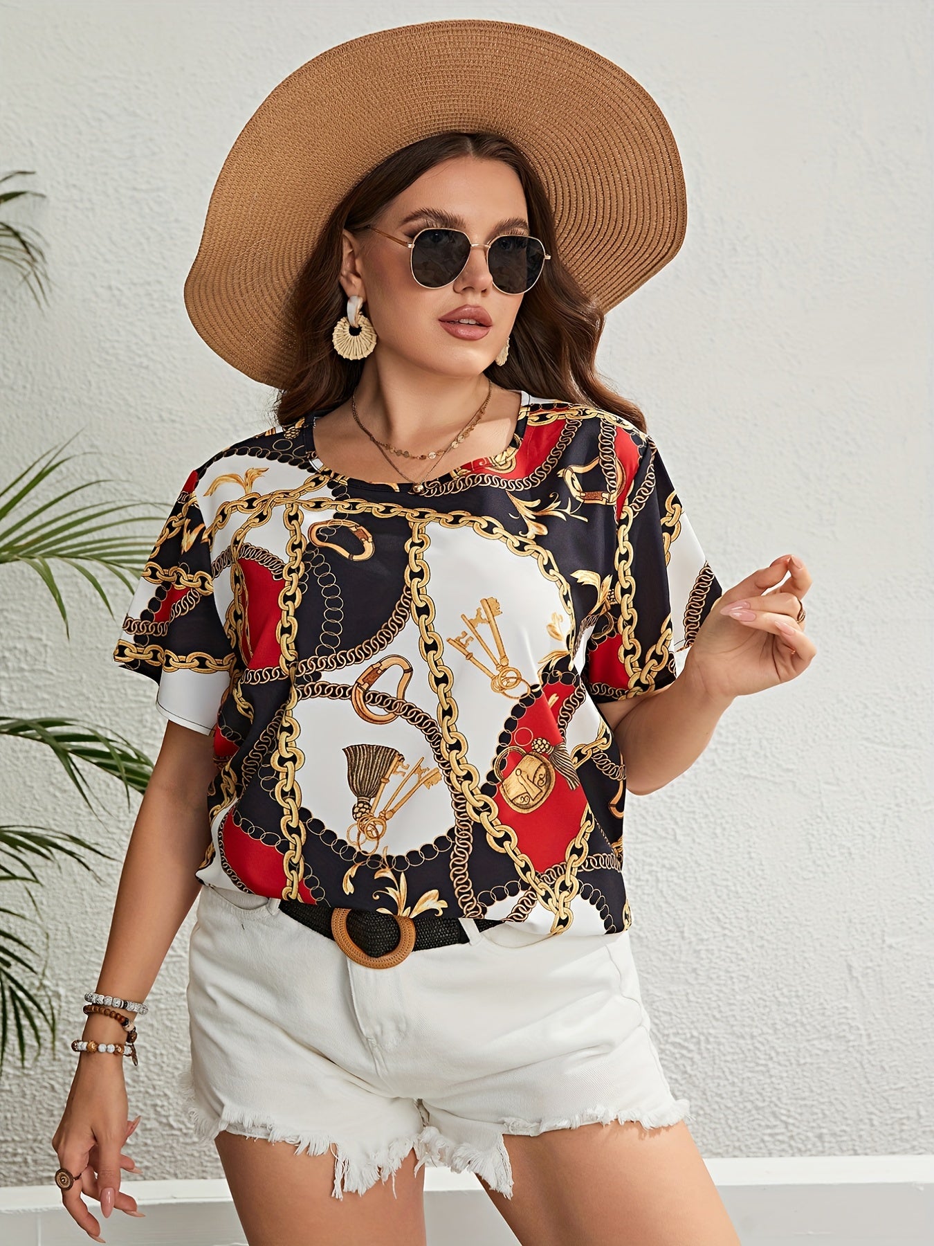  Paisley Print Colorblock T-shirt