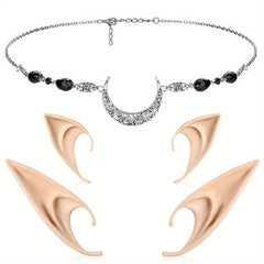 Elf Ears & Moon Head Chain Set for Cosplay Props