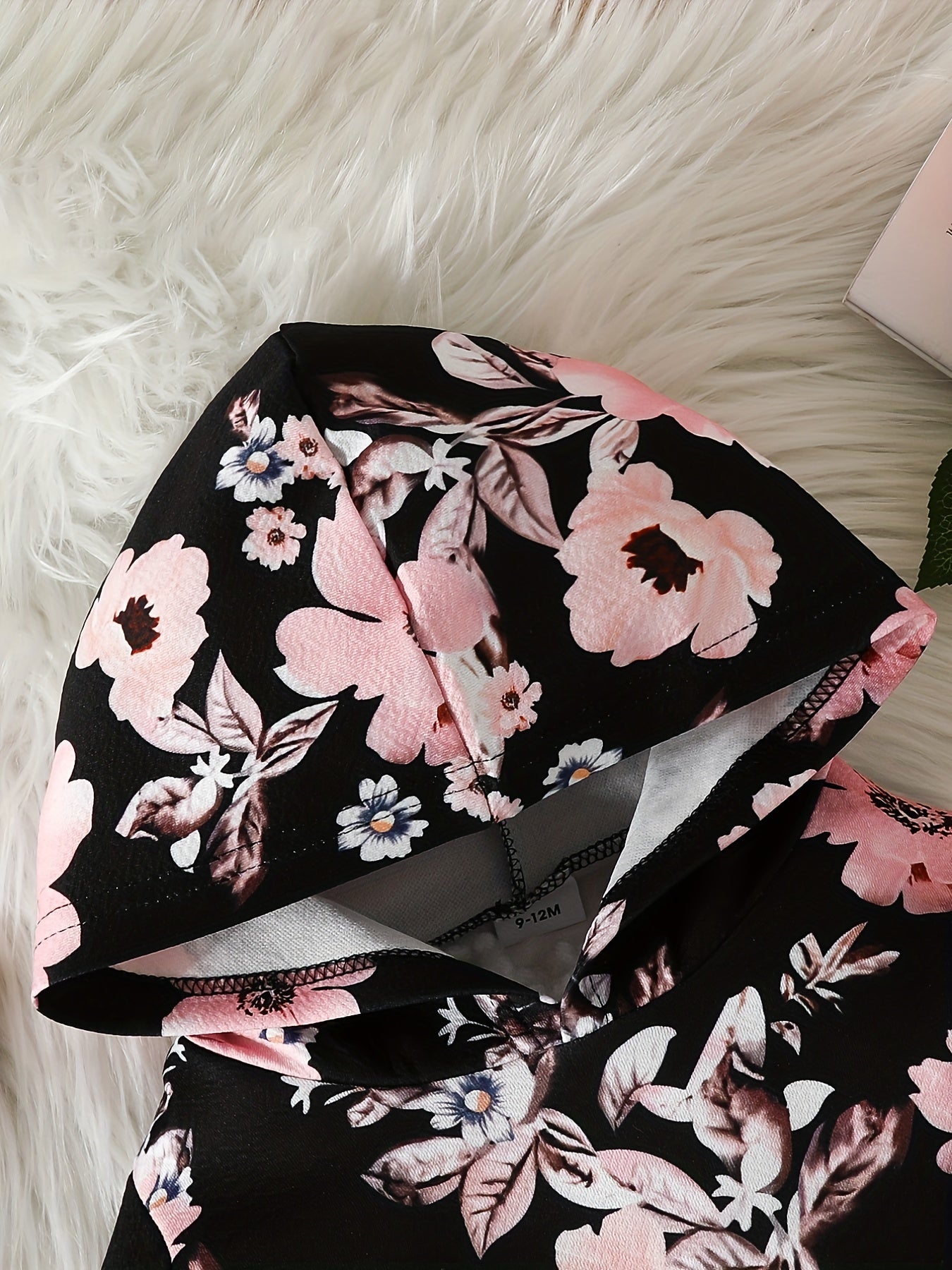 2pc Baby Girls Flower Print Hoodie Pants Set