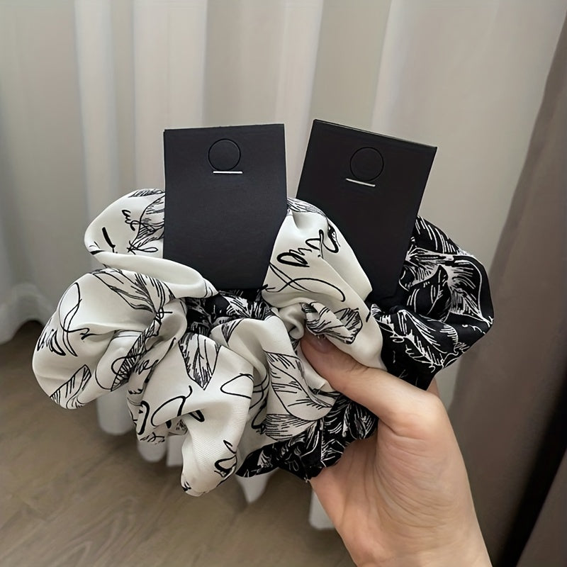 Ink Lines Print Scrunchies Hair Tie Hair Rope Ponytail Holder Women Girls