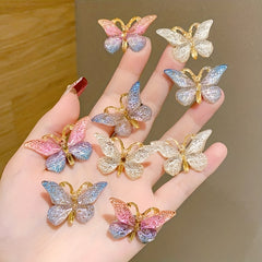 3pcs Butterfly Hair Clip Gradient Crackle Flaw Print Headwear