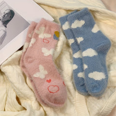 Floral & Cloud Print Socks Women's Stockings