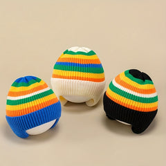 Autumn Winter Rainbow Jacquard Knitted Hat for 1-3 Years Old