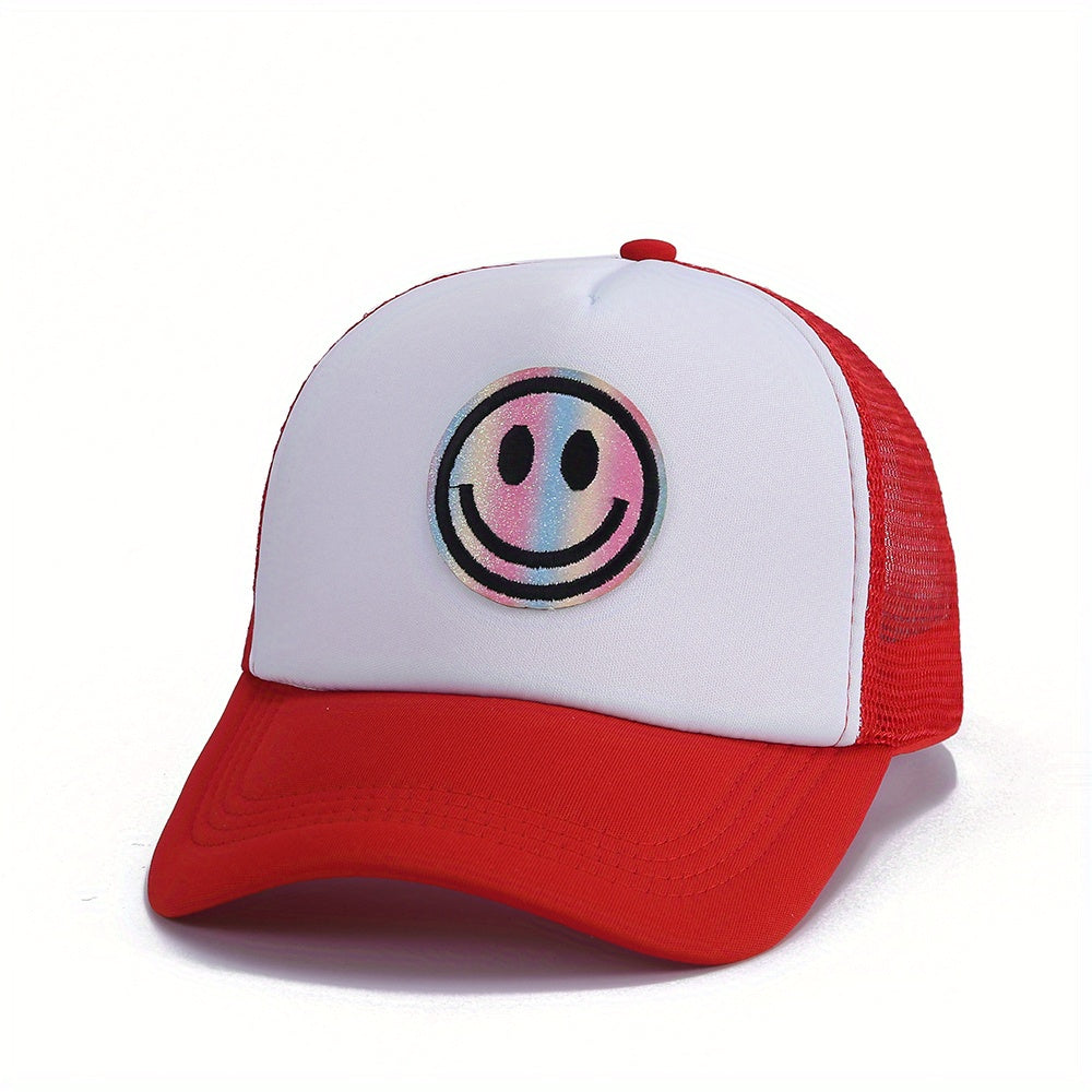 Men's Laser Happy Face Labeling Sponge Adjustable Baseball Cap