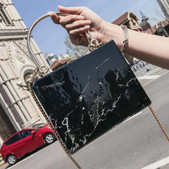 Marble Box Women Handbags Chains Shoulder Crossbody Bags Lady Evening