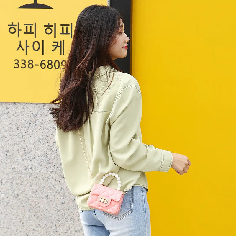 Pearls Jelly Bag Women Candy Mini Single Shoulder Bag