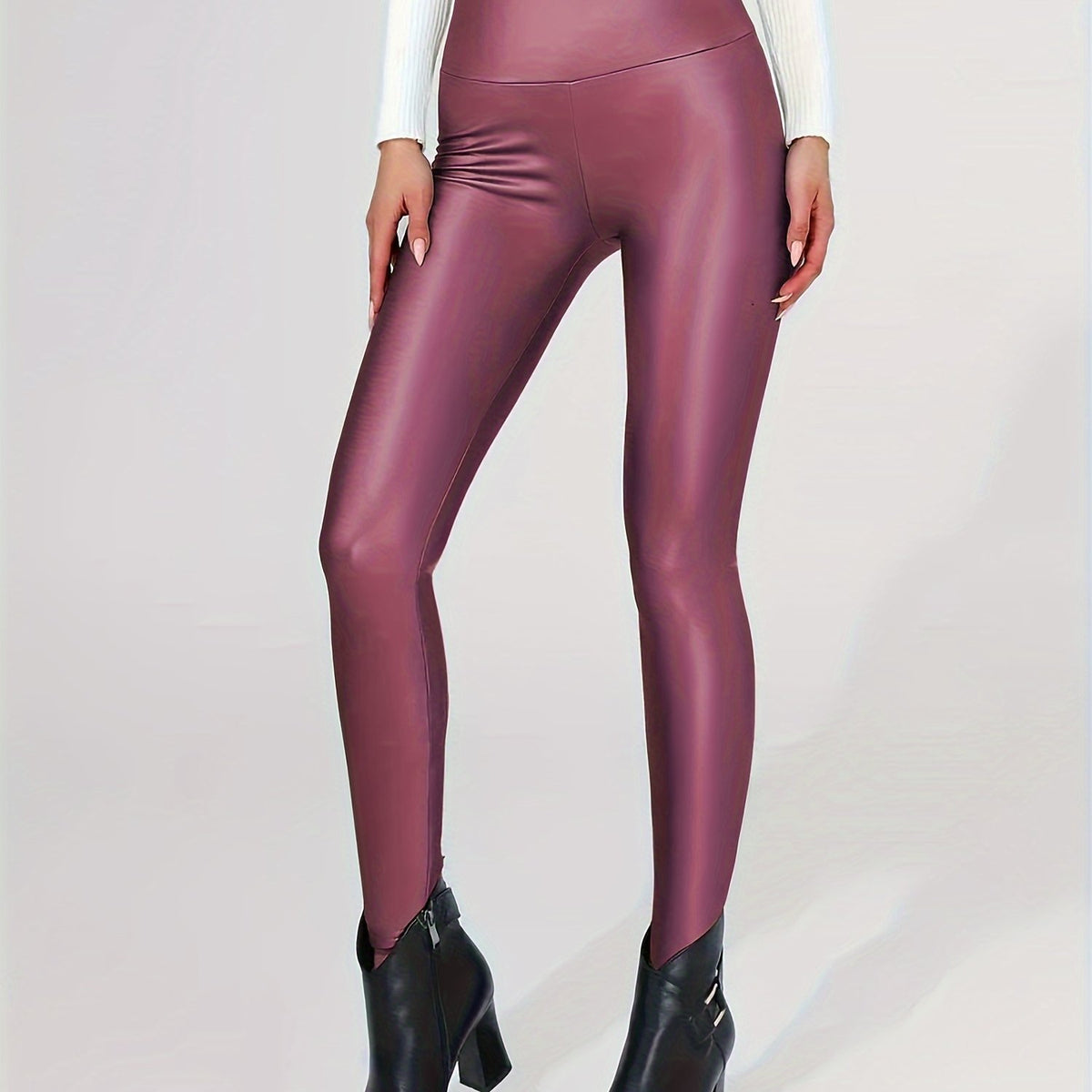 Faux Leather Fleece Lined Leggings Yoga Pants Womens Activewear