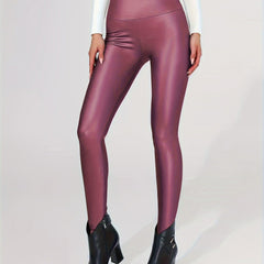 Faux Leather Fleece Lined Leggings Yoga Pants Womens Activewear