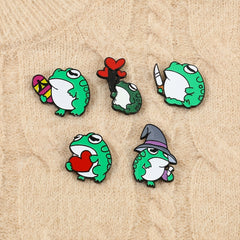 Cute Frog Metal Oil Drip Brooch for Kids