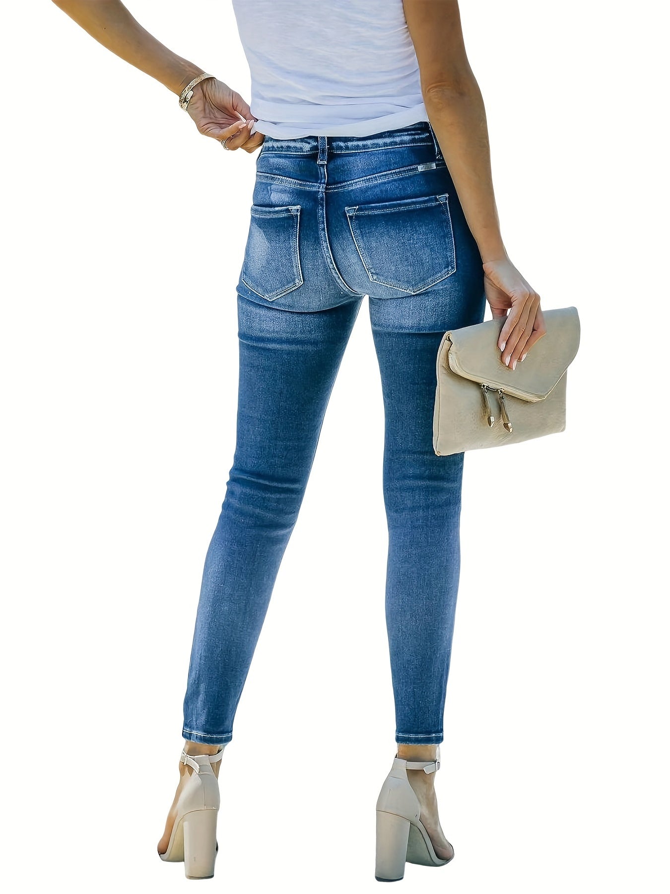  High Stretch Ripped Skinny Jeans for Women