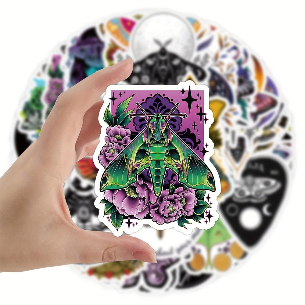 50pcs Ghost Moth Cartoon Stickers For Helmet Water Bottles Laptop Car Decal