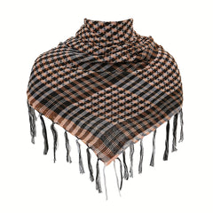 Plaid Fringed Scarf Shawl Arab Square Scarf Windproof Sunscreen