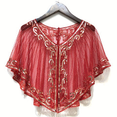 1920s Flapper Shawl Beaded Sequins Cape Wrap