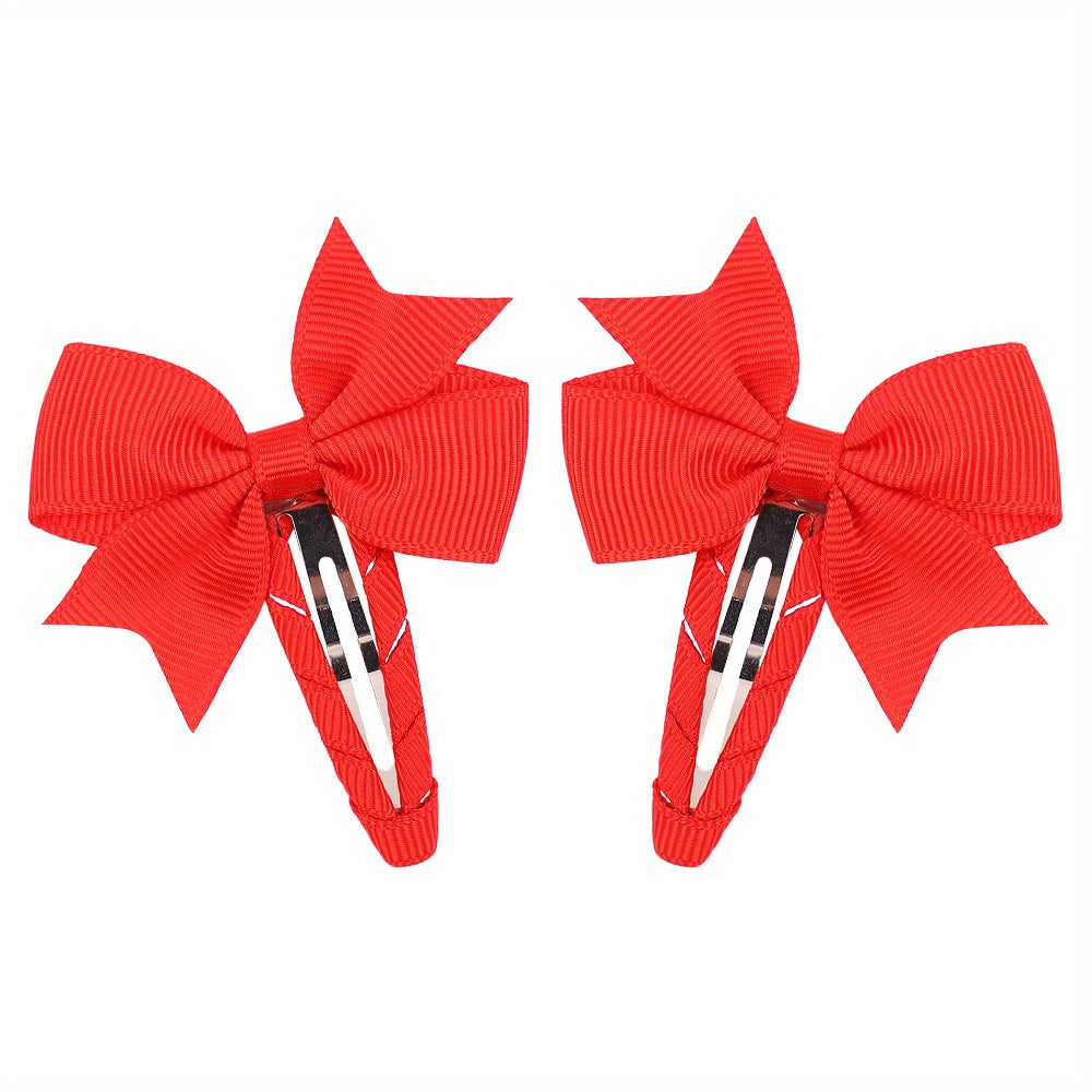 Solid Bow Snap Clip Sweet Hair Clip Style Hair Clip for Side Hair Bang Braids