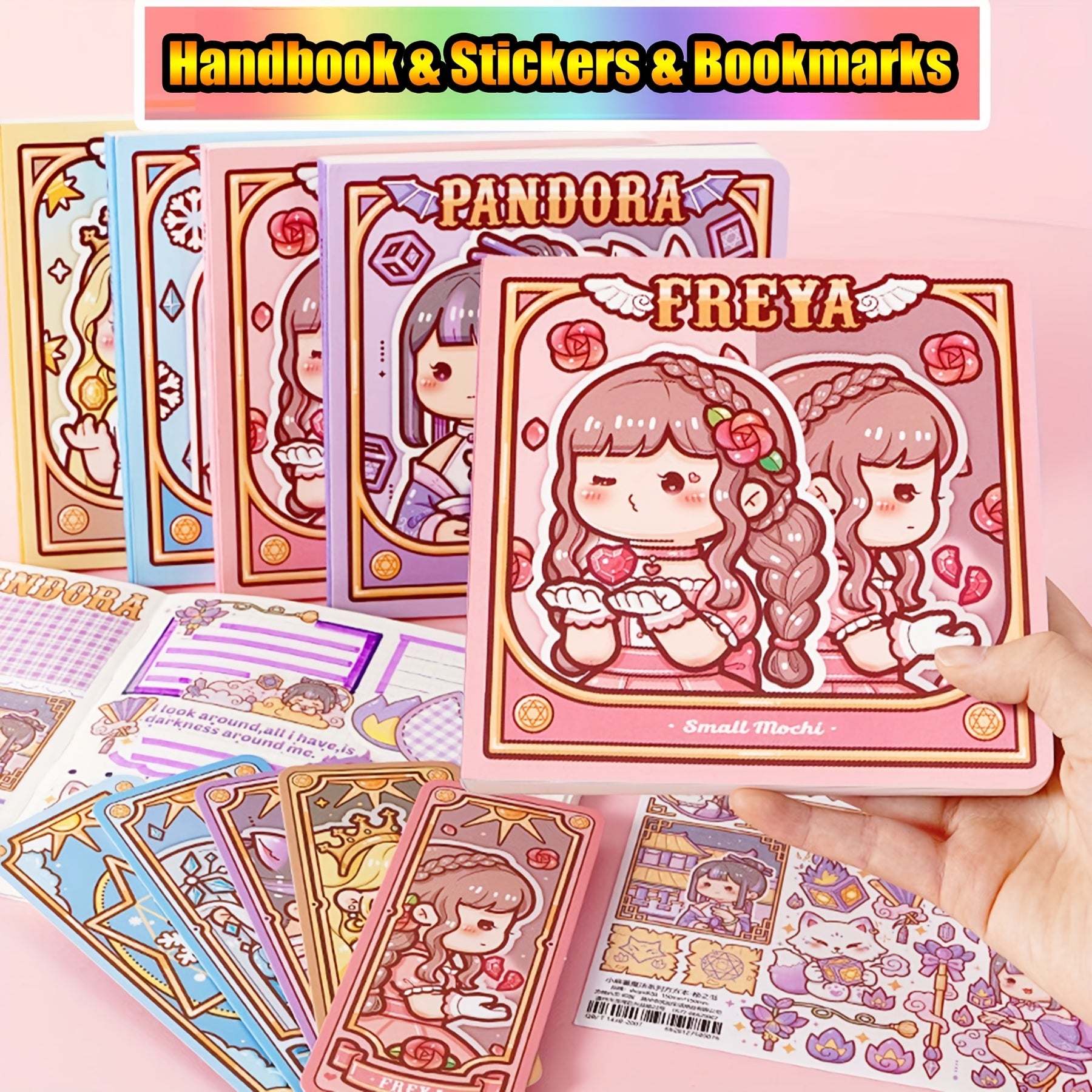 Magical Girl Diary Set Handwritten Notebooks w/ Bookmarks Stickers 160 Pages