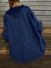  Casual Blouse Women's Plus Roll Up Sleeve Button Up Blouse