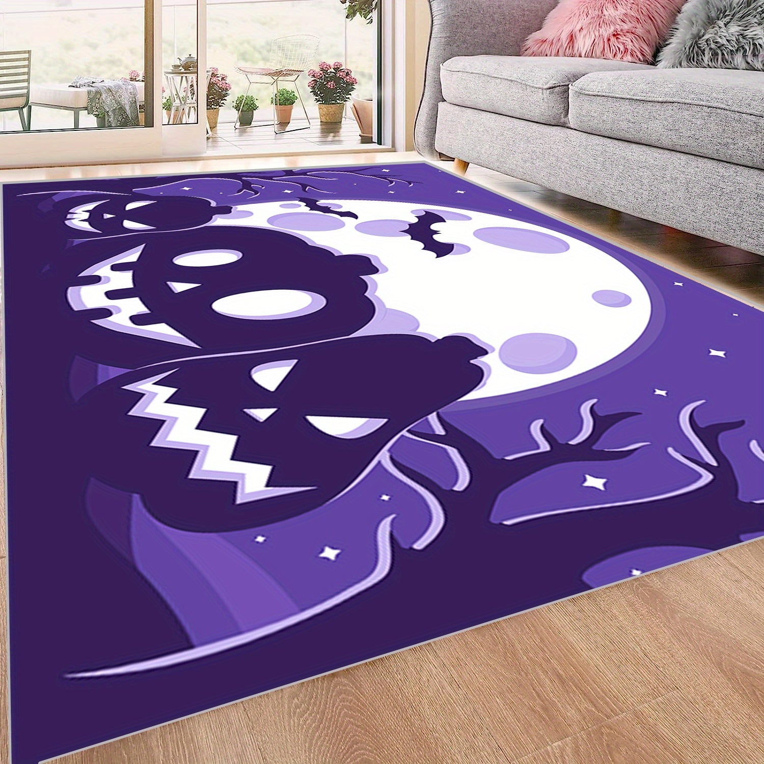 Pumpkin Pattern Area Rug Gothic Halloween Carpet Washable Anti-Skid Floor Mat