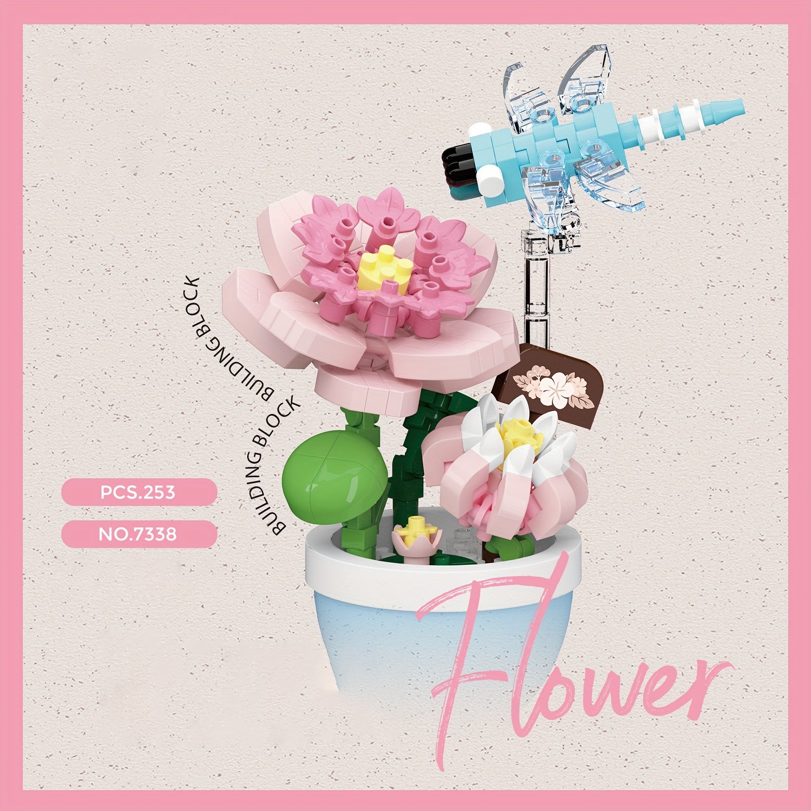 Colorful Mini Building Block Insect & Flower Figurines
