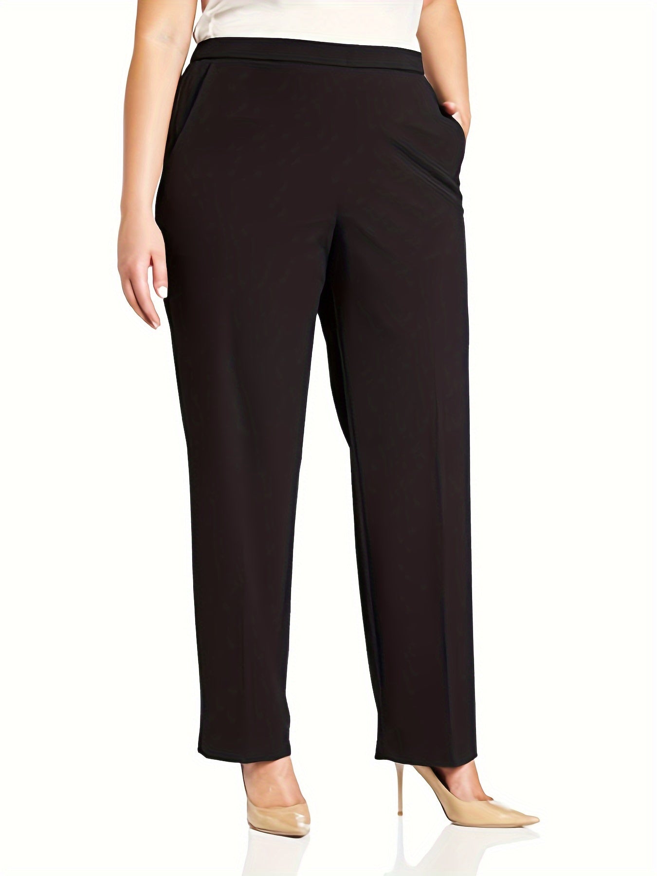  Women's High Waisted Straight Leg Work Trousers