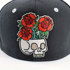 Skull Rose Embroidery Hats Adjustable Snapback Hip Hop Cap