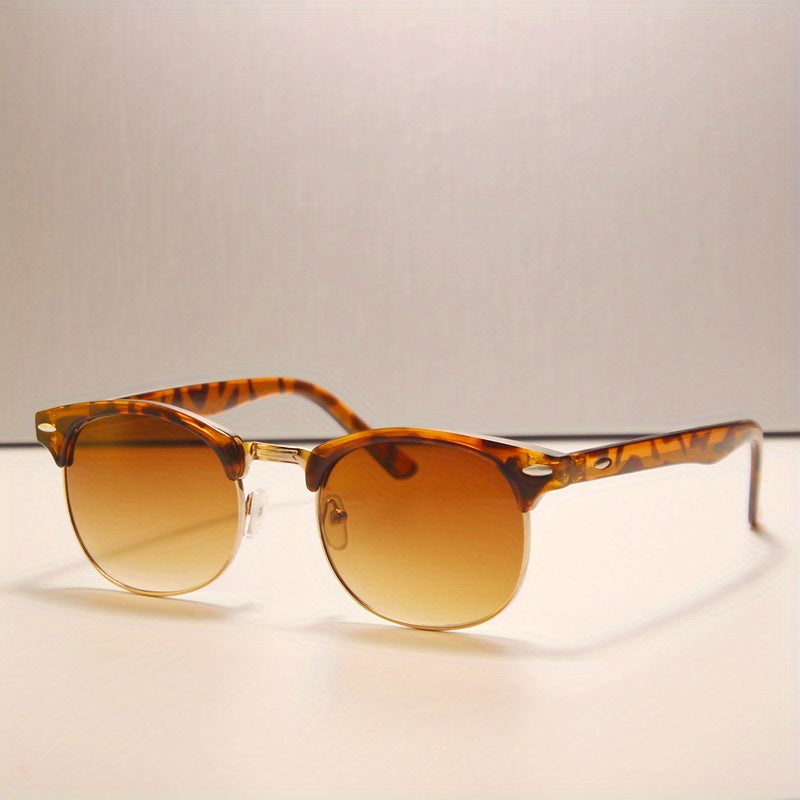 Round Frame Sunglasses Gradient Lens Rivet Decor Glasses UV400