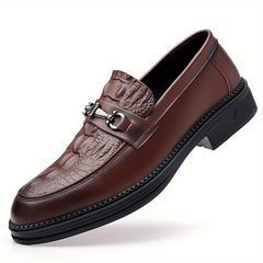 Crocodile Embossed Pointed Top Formal Dress Shoes for Wedding Business
