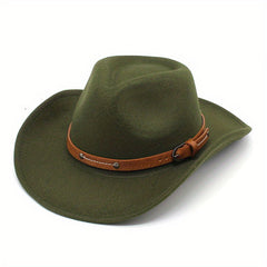 Casual Sunshade Straw Hat with Belt & Metal Buckle for Travel Seaside