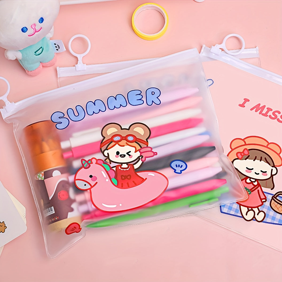 Girl Cartoon Pattern File Bag for School Office
