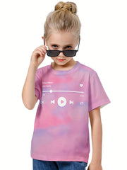 3D Music Player Graphic Short Sleeve T shirt for Boys Girls