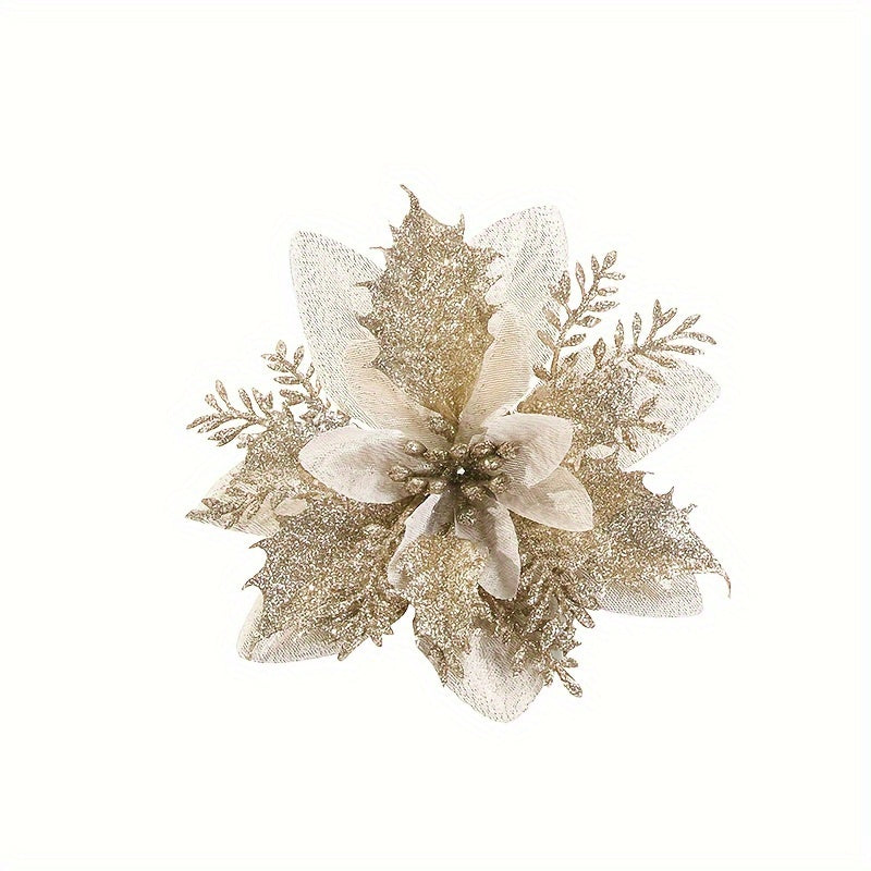 12pcs Artificial Poinsettia Flower 13 97 Cm Christmas Flowers Decoration
