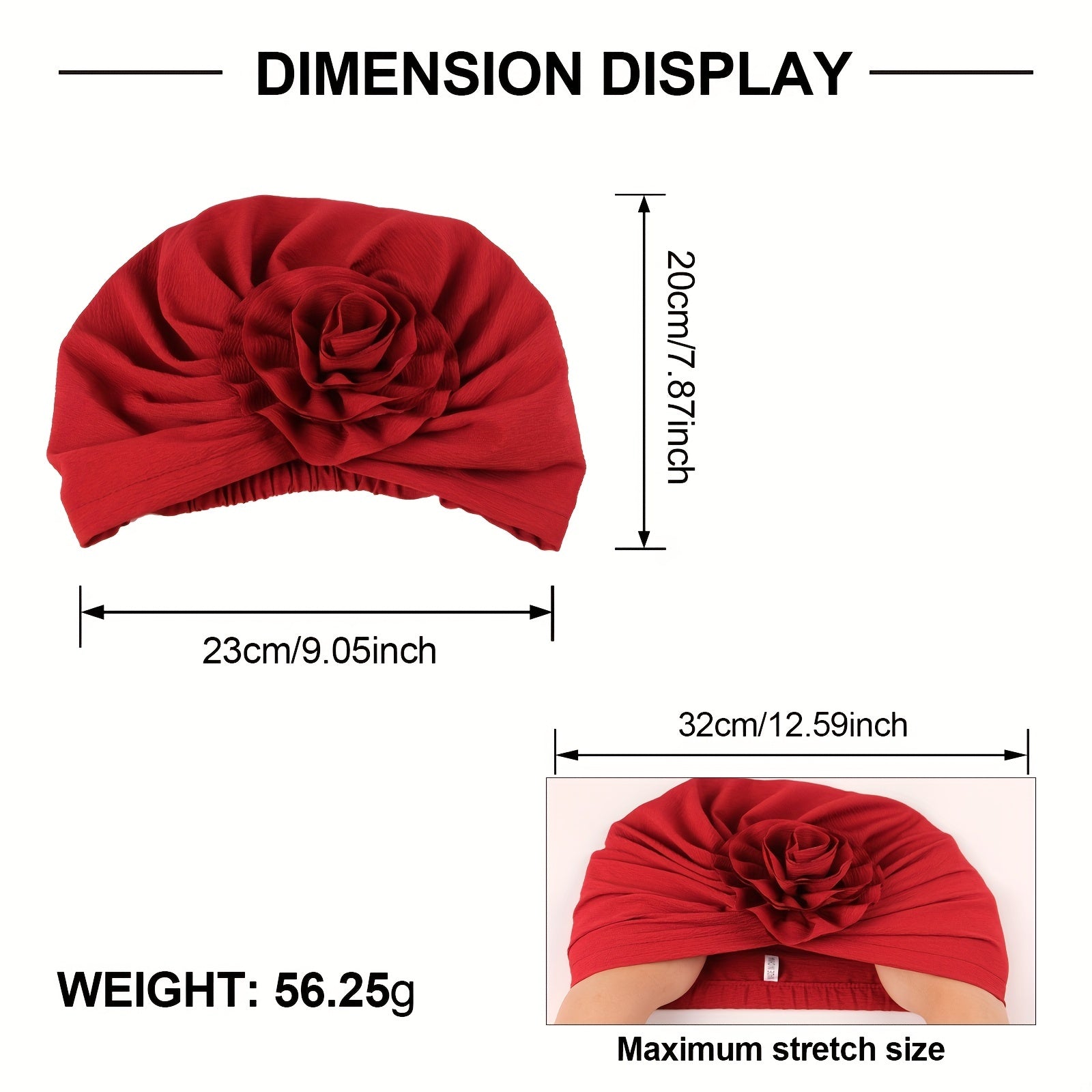 Solid Pleated Elastic Head Wrap Casual Beanie Head Scarf