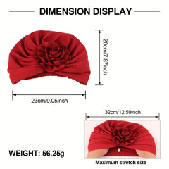 Solid Pleated Elastic Head Wrap Casual Beanie Head Scarf